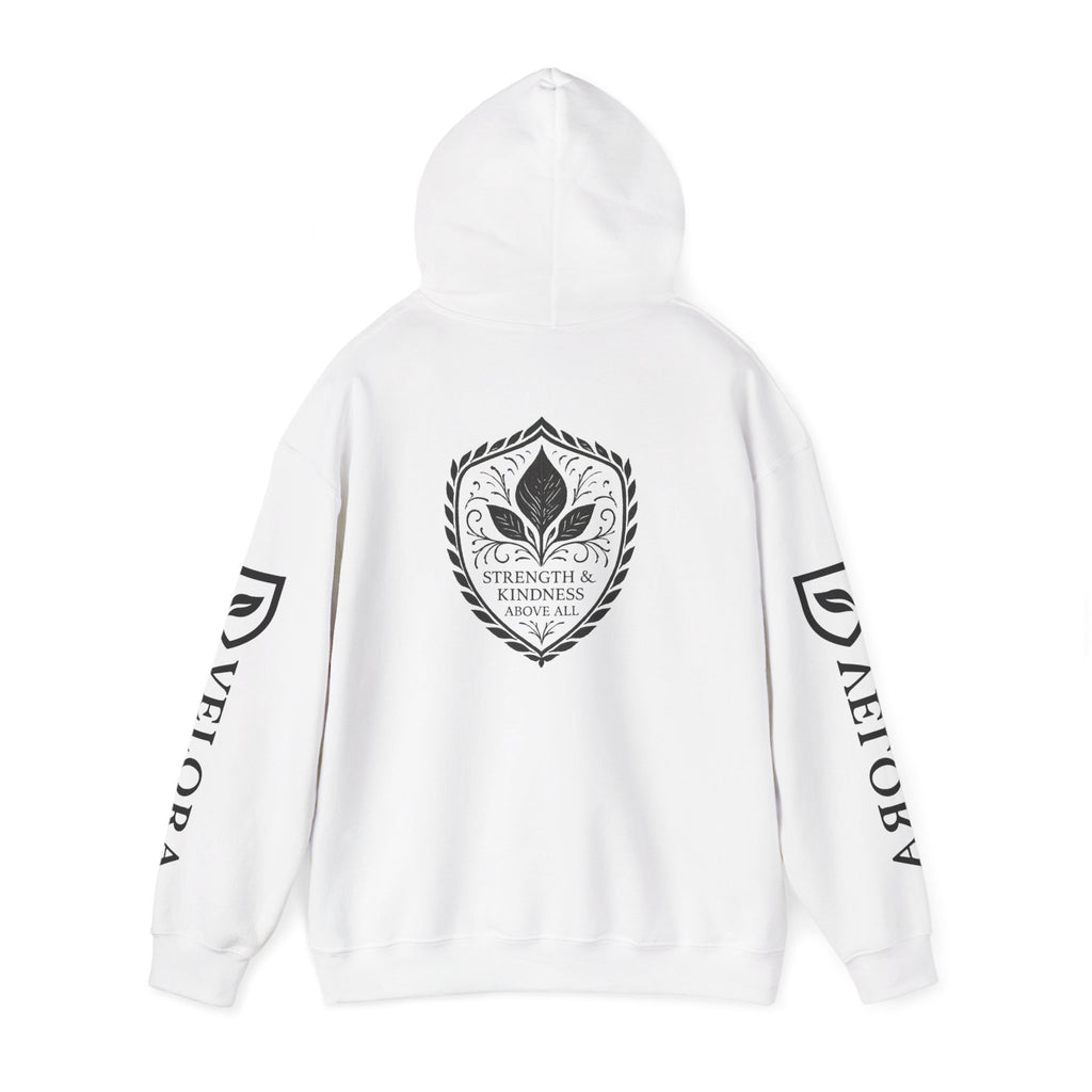 Velora Shield Hoodie - Embroidered Symbol of Strength & Kindness