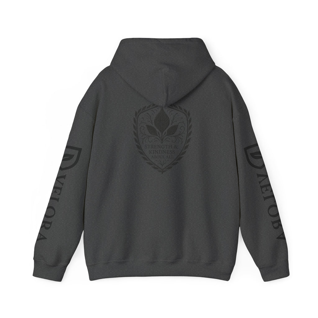 Velora Shield Hoodie - Embroidered Symbol of Strength & Kindness