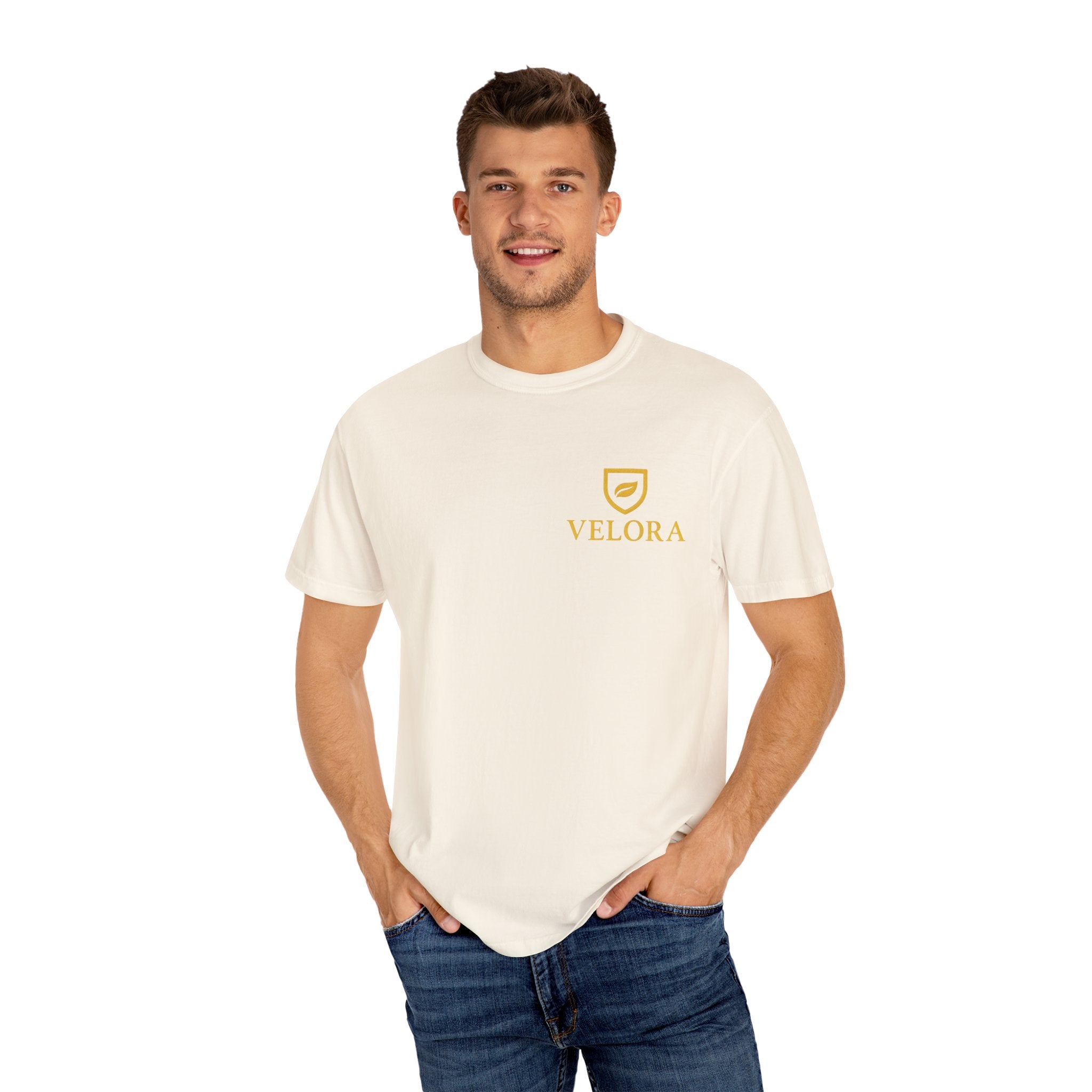 Velora “Strength & Kindness” Garment-Dyed Unisex Tee – Gold Edition