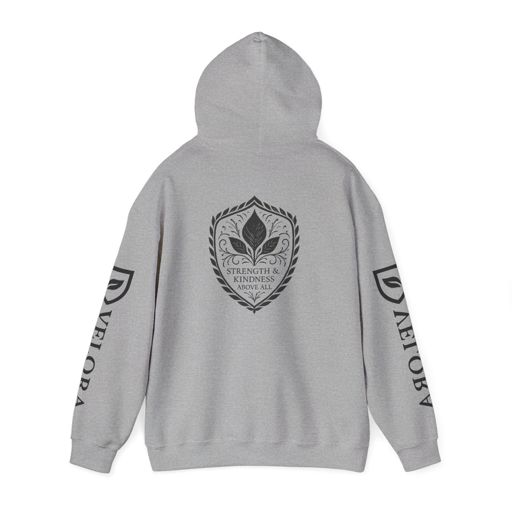 Velora Shield Hoodie - Embroidered Symbol of Strength & Kindness