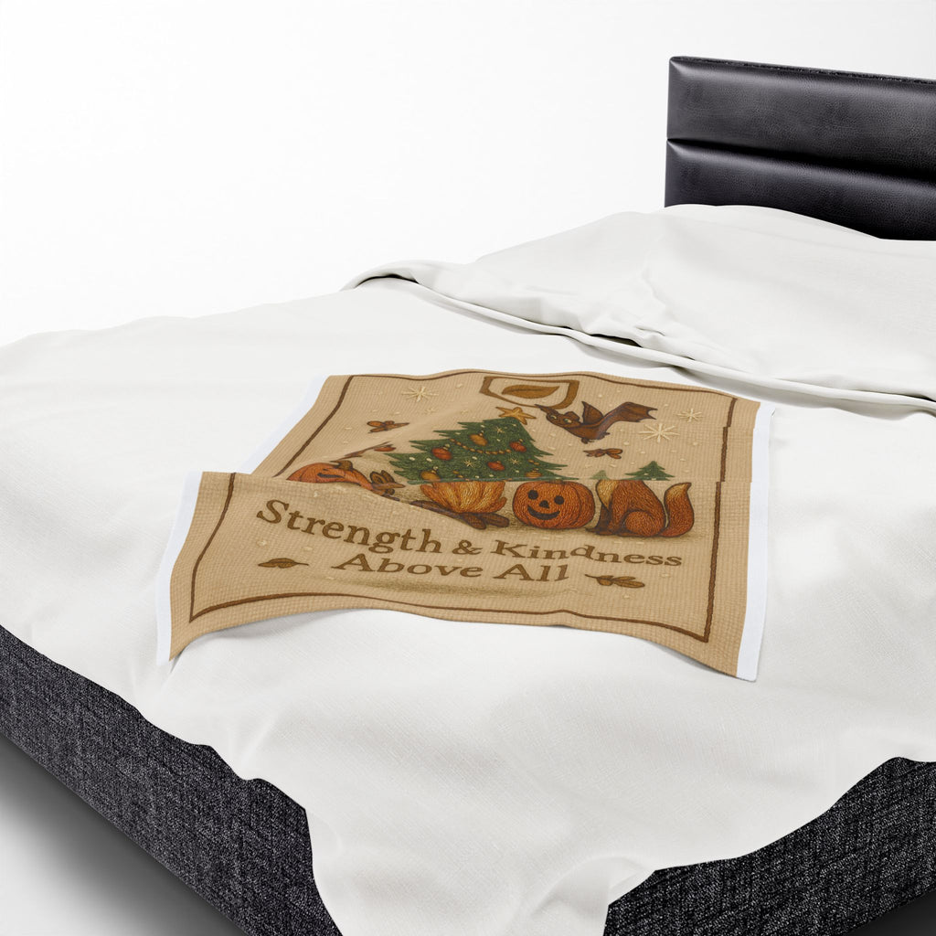 Velora Velveteen Plush Blanket - 'Strength & Kindness Above All'