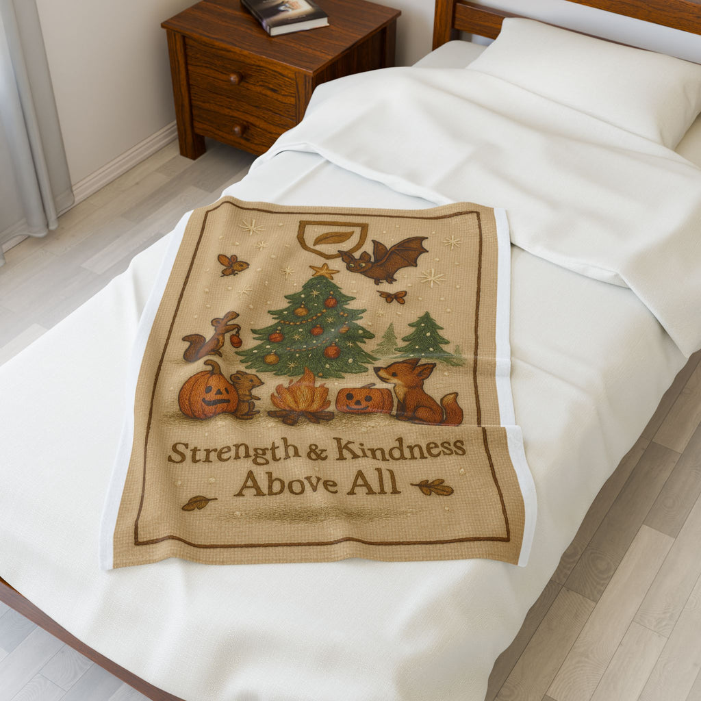 Velora Velveteen Plush Blanket - 'Strength & Kindness Above All'