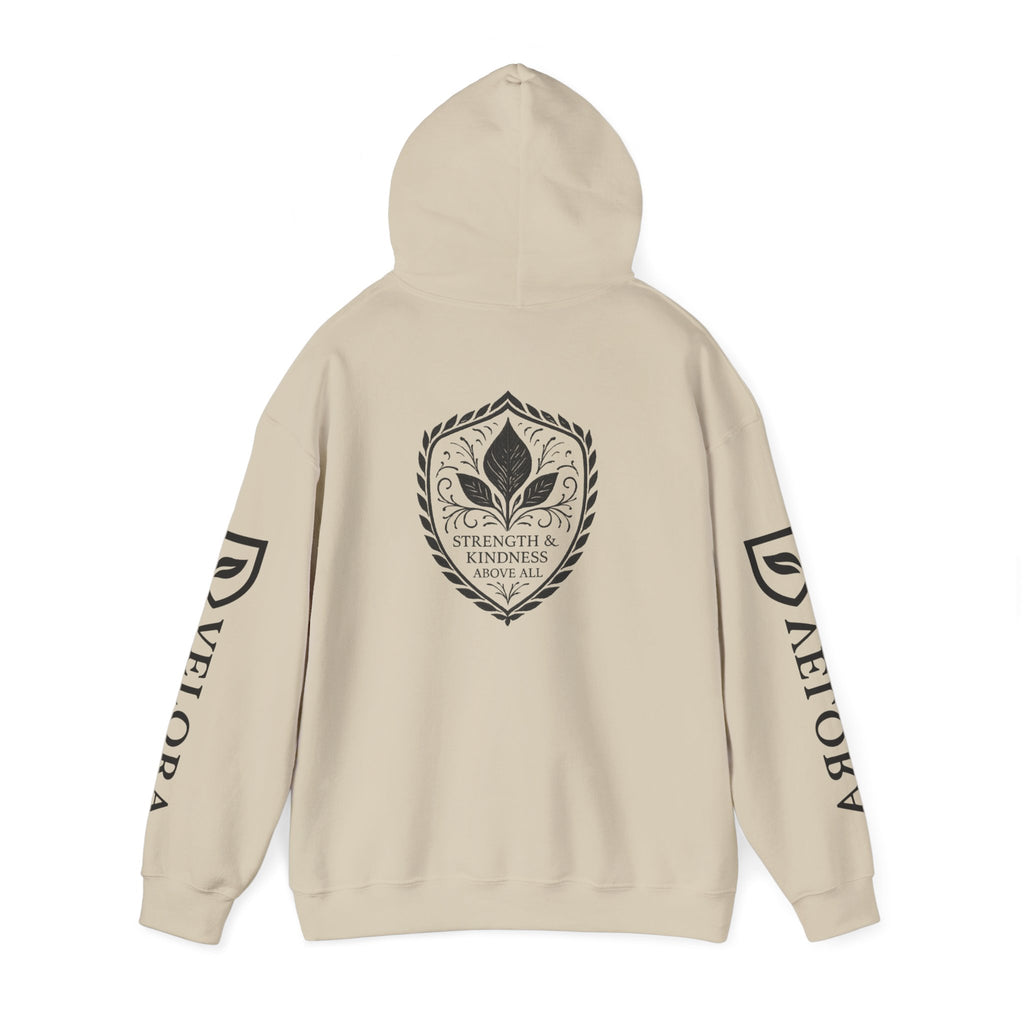Velora Shield Hoodie - Embroidered Symbol of Strength & Kindness