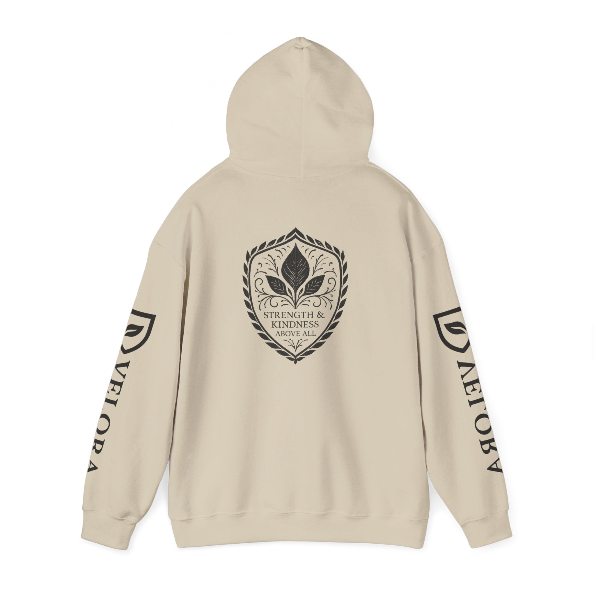 Velora Shield Hoodie - Embroidered Symbol of Strength & Kindness