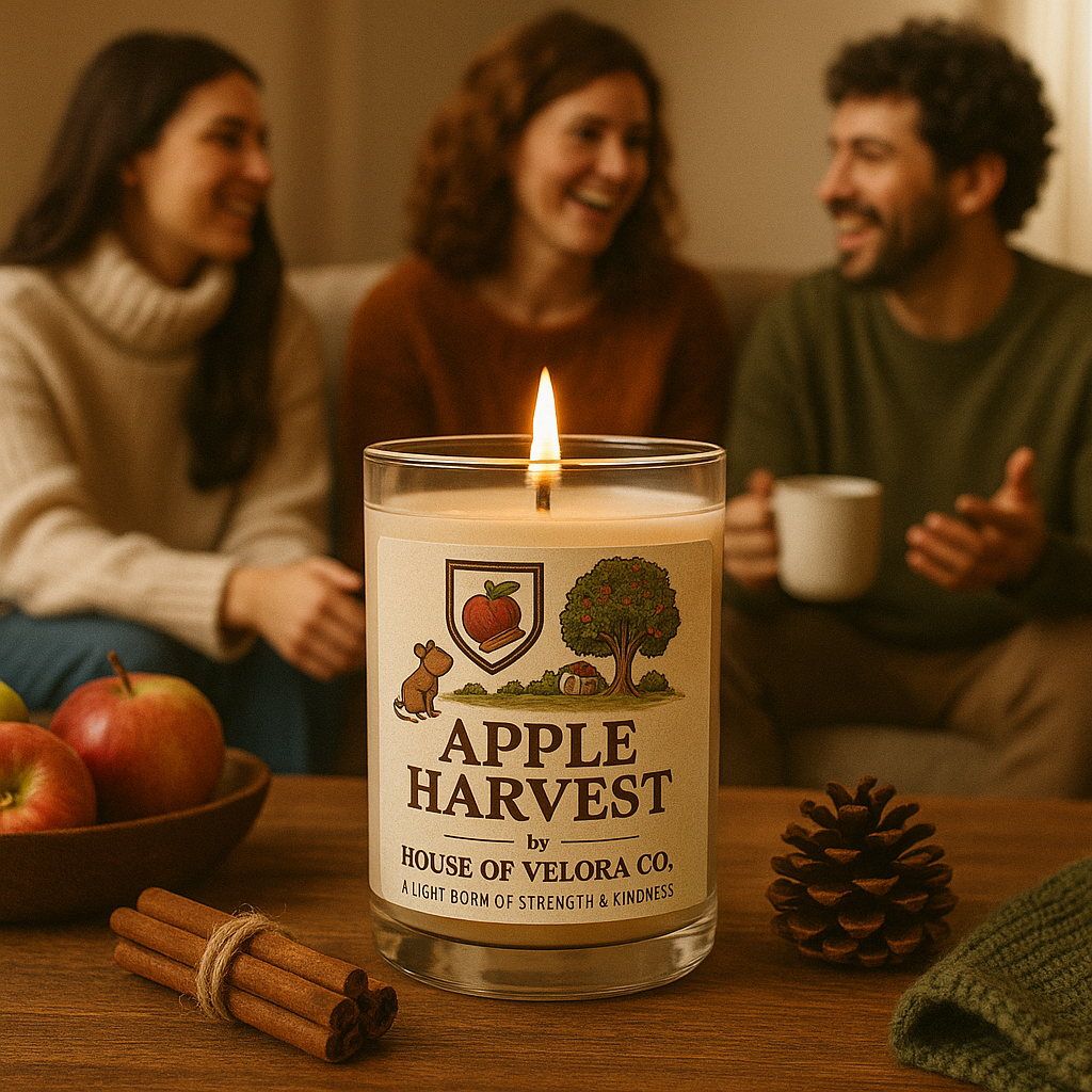 Velora Soy Candle, Fall Comfort and Home Scent, 9oz