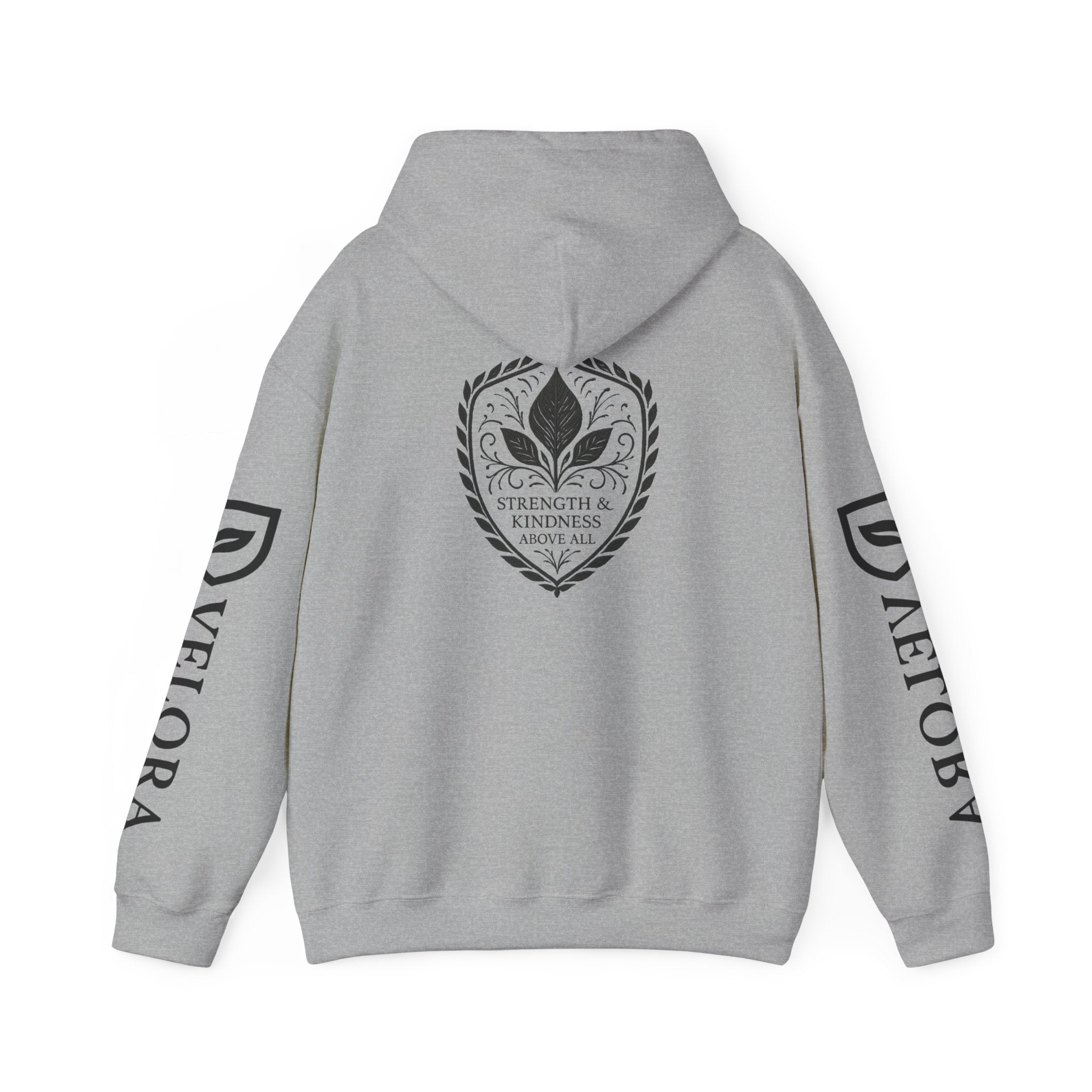Velora Shield Hoodie - Embroidered Symbol of Strength & Kindness