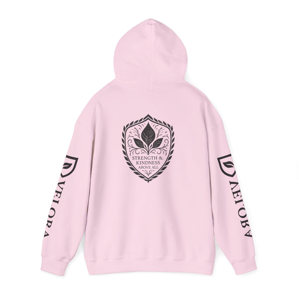 Velora Shield Hoodie - Embroidered Symbol of Strength & Kindness