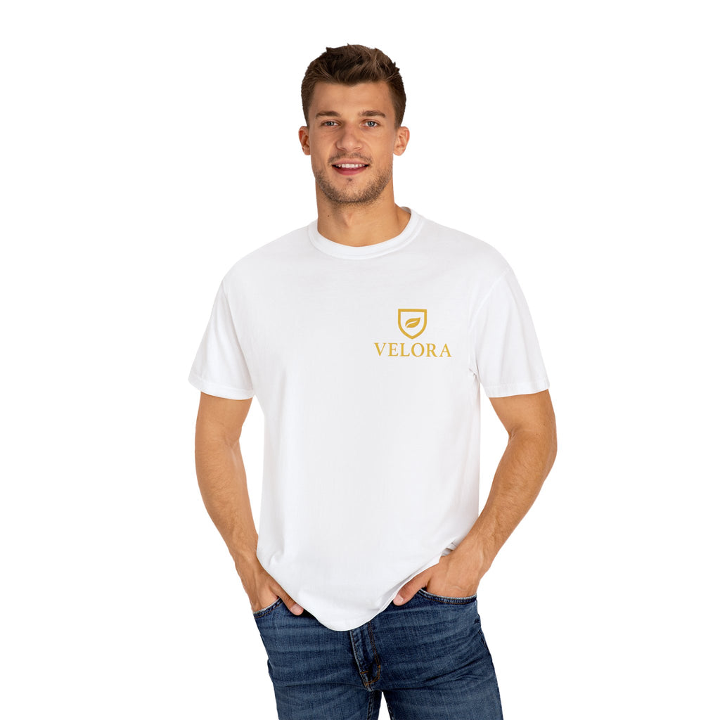 Velora “Strength & Kindness” Garment-Dyed Unisex Tee – Gold Edition