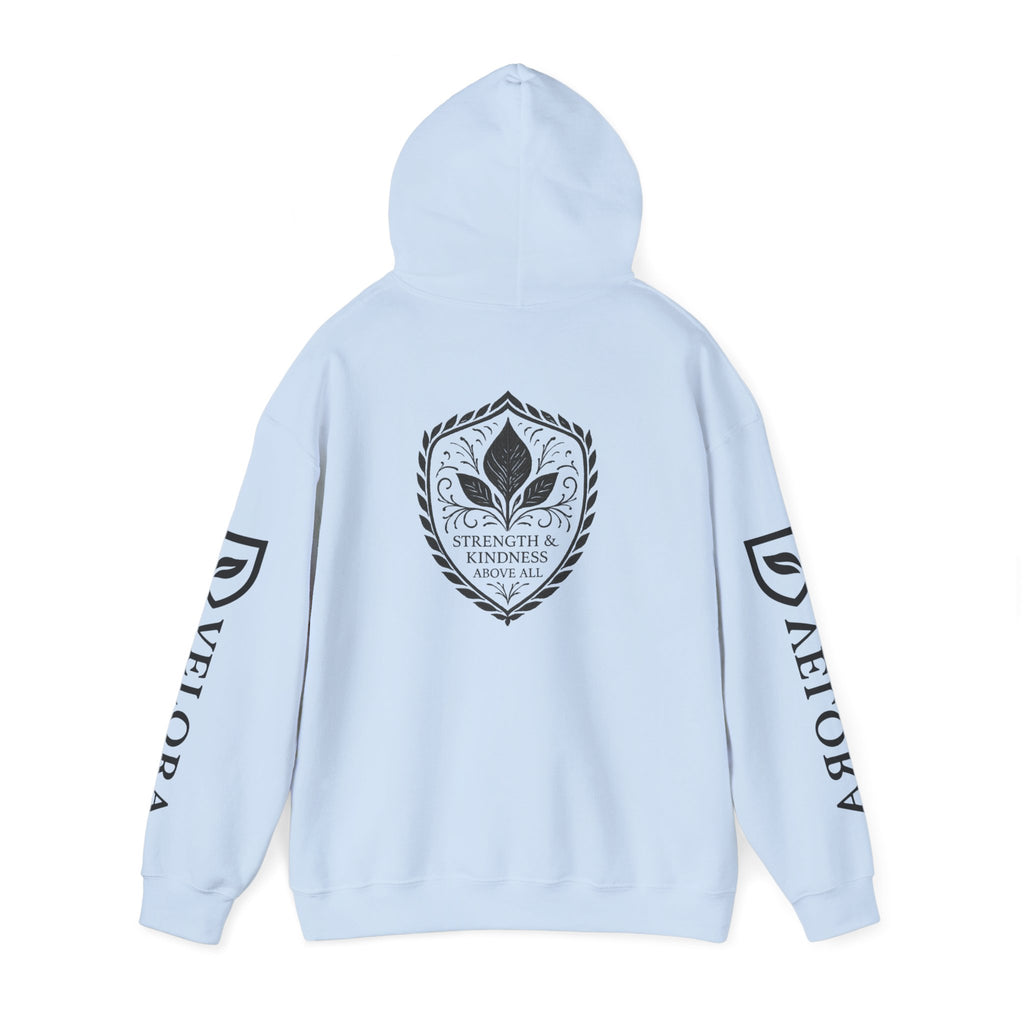 Velora Shield Hoodie - Embroidered Symbol of Strength & Kindness