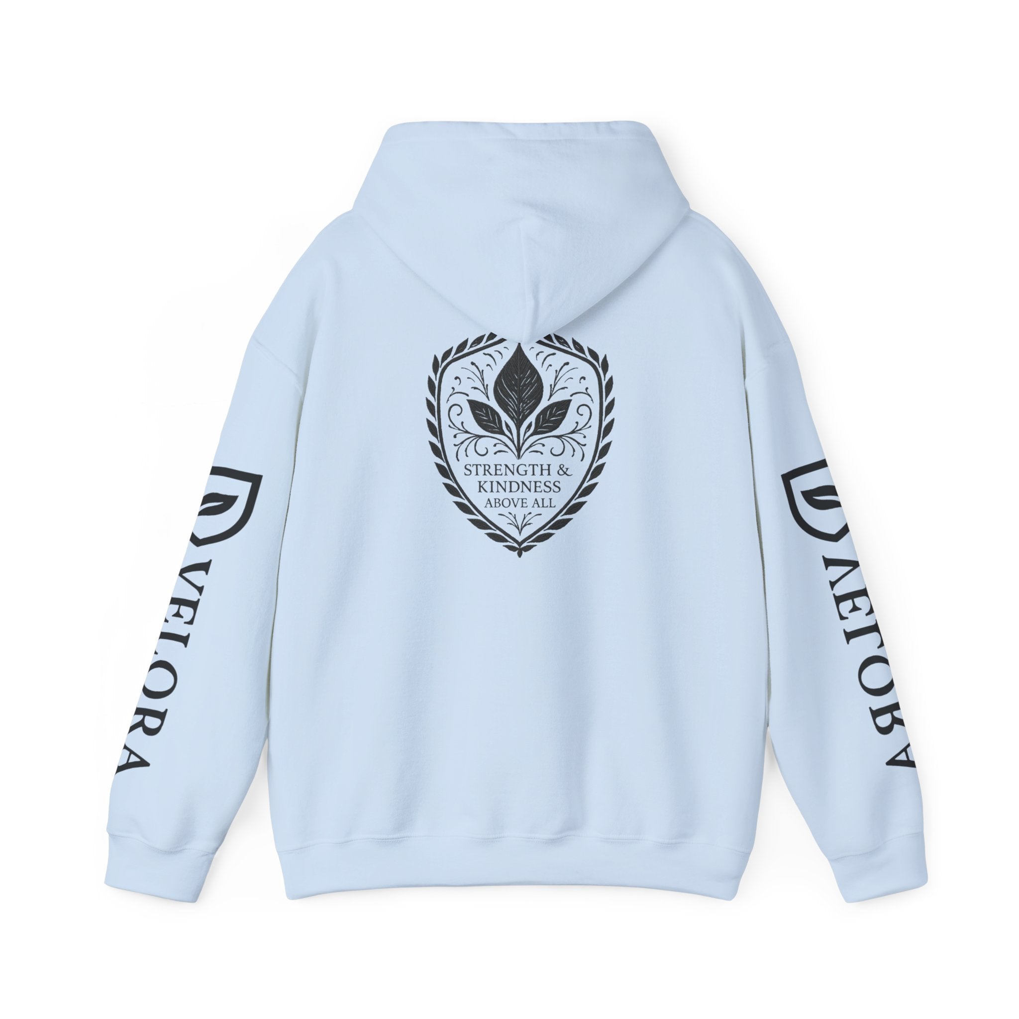 Velora Shield Hoodie - Embroidered Symbol of Strength & Kindness