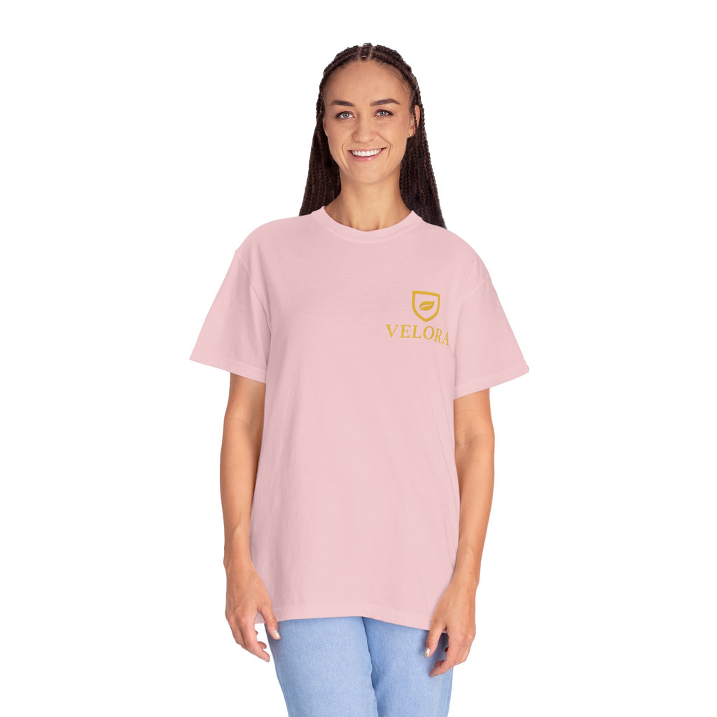 Velora “Strength & Kindness” Garment-Dyed Unisex Tee – Gold Edition