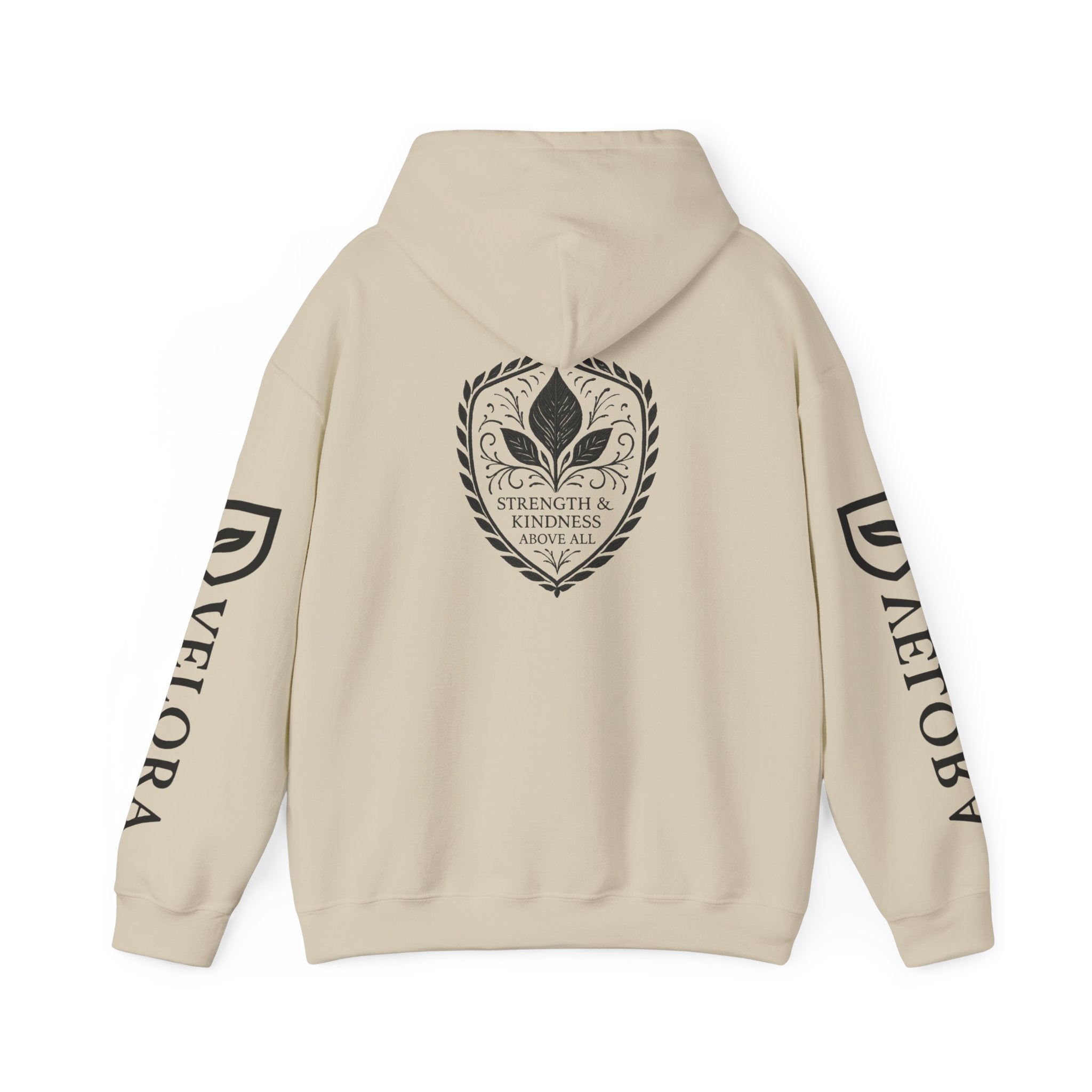 Velora Shield Hoodie - Embroidered Symbol of Strength & Kindness
